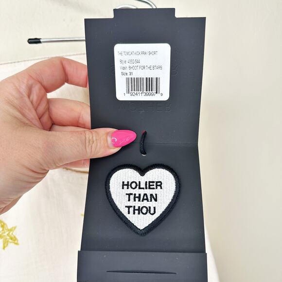 Mother The Tomcat Kick Fray High Rise Shoot for the Star Cream Denim Shorts 31 - Picture 14 of 15